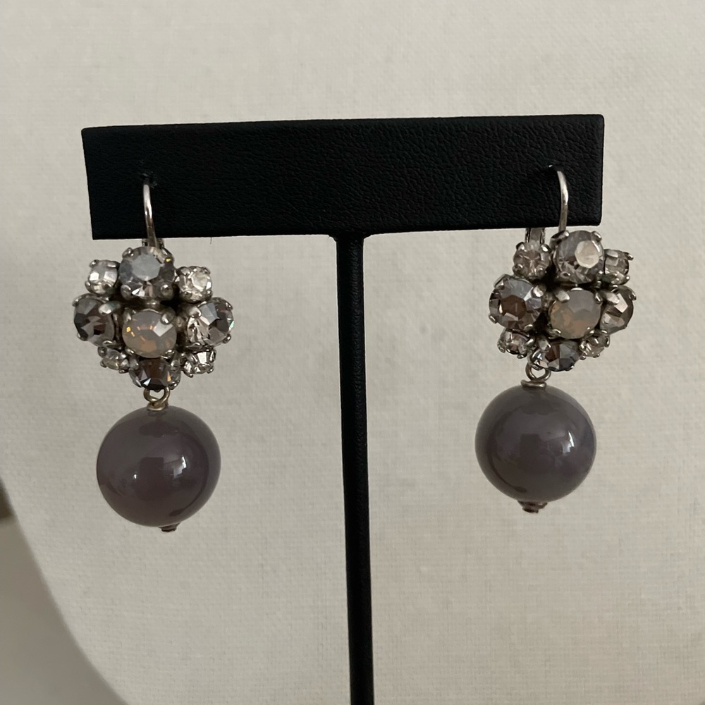 Vintage style drop earrings with Swarovski crystals and quartz drop